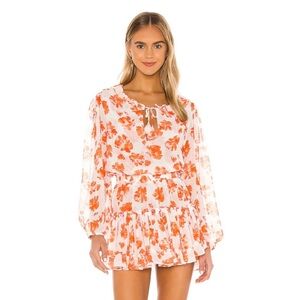 🧡 Misa Los Angeles Lorena Orange Floral Mini Dress Size Small USA